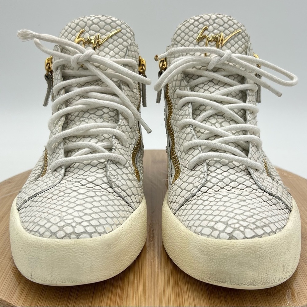 Giuseppe Zanotti Snakeskin White High Top Sneakers Size 42 - Picture 3 of 15